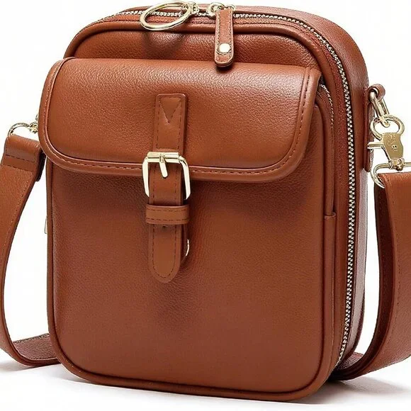 Small Vegan Leather Crossbody Bag for Women Compact Stylish Spacious - Picture 1 of 7